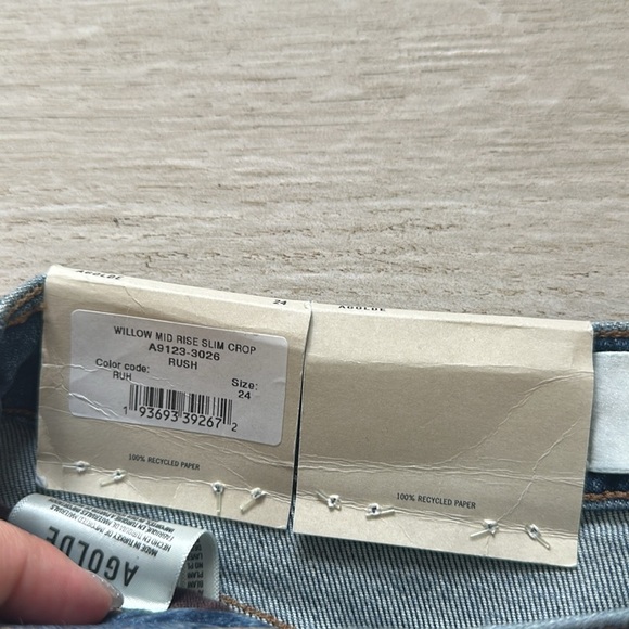 NWT AGOLDE Women's Willow Mid Rise Slim Crop Jean in color rush - Picture 12 of 13